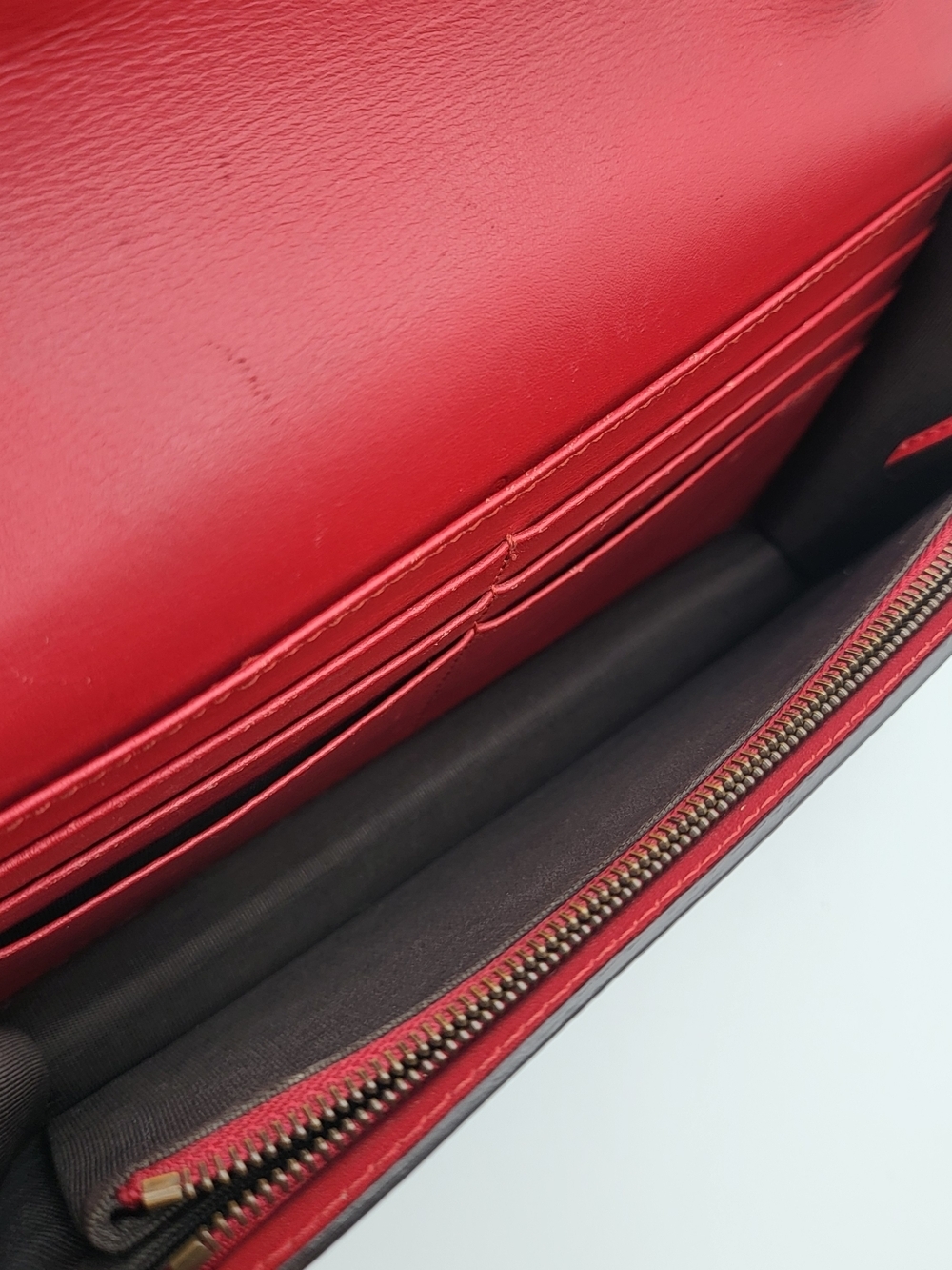 GUCCI Calfskin Queen Margaret Chain Wallet Blue Agata Hibiscus Red Mystic White. - Picture 9 of 16